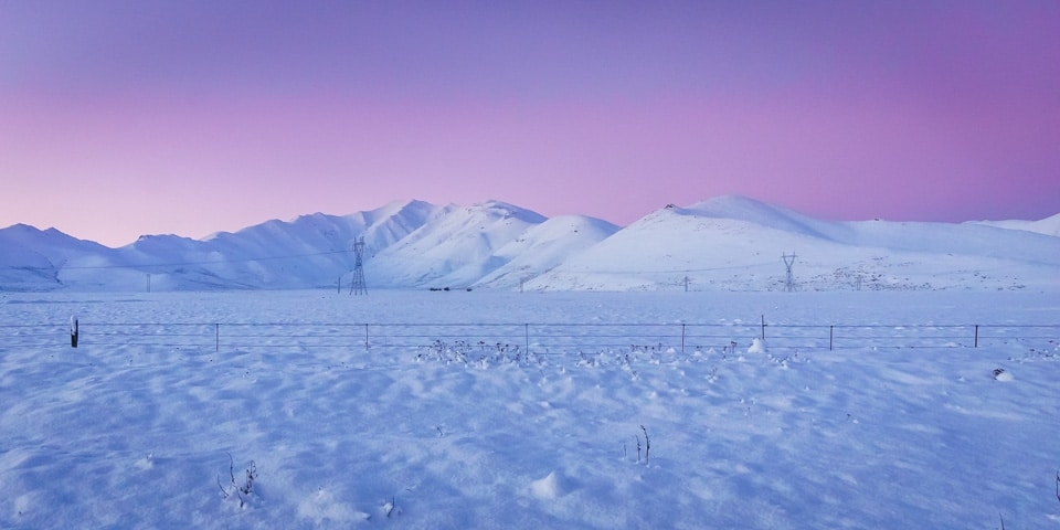 Burkes Pass, Snowy Sunset