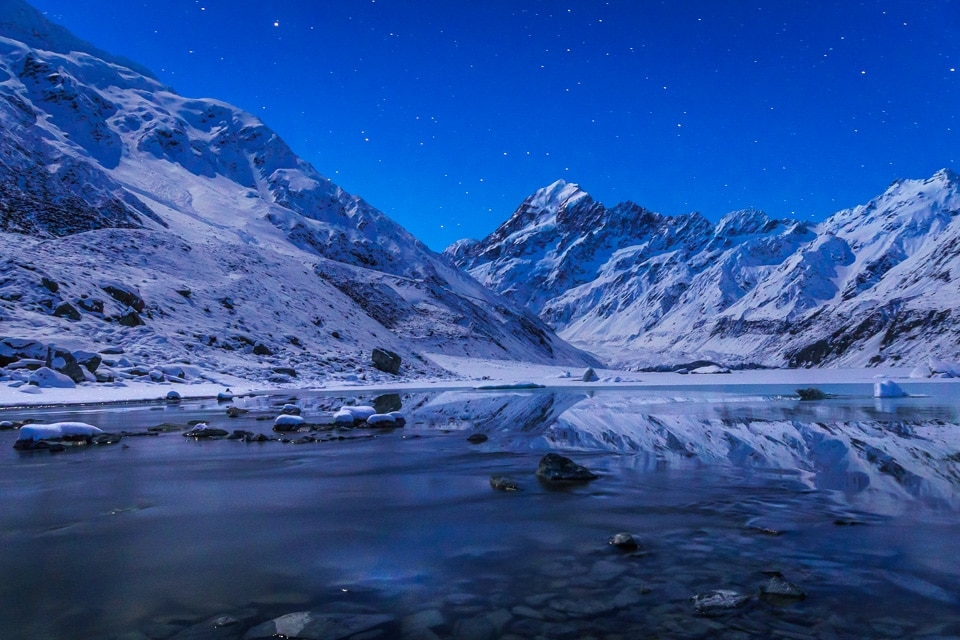 Mt Cook reflection at night