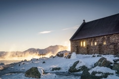 Mist rising over the Church of the Good Shepherd
