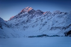 Frozen Hooker Lake at sunset