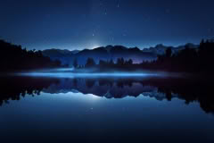 Lake Matheson, moonrise
