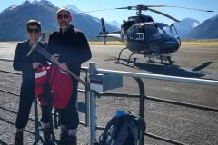 Catching a ride on the helicopter