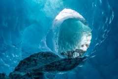 Deep in the ice cave